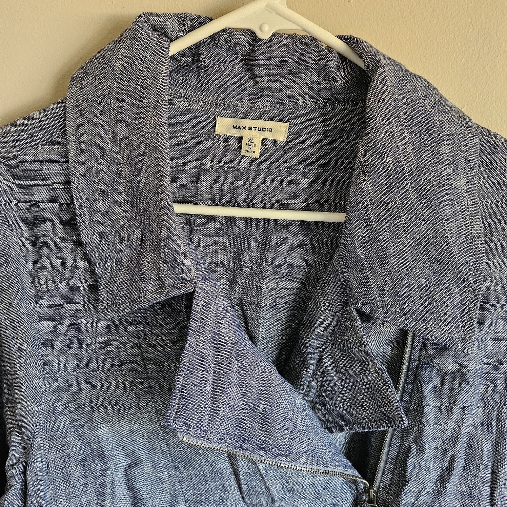 Max Studio Light Blue Denim-Style Jean Jacket - Picture 4 of 14